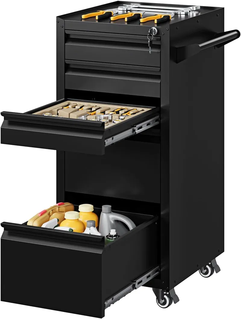 Yizosh 5-Drawer Metal Tool Storage Cabinet with Wheels