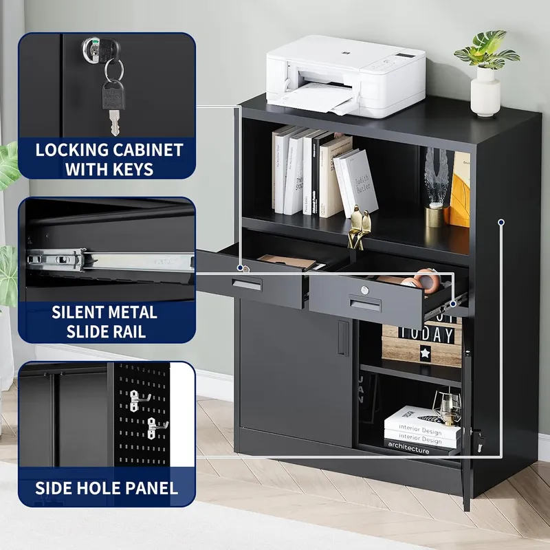 Yizosh Metal Storage Cabinet with 2 Drawers